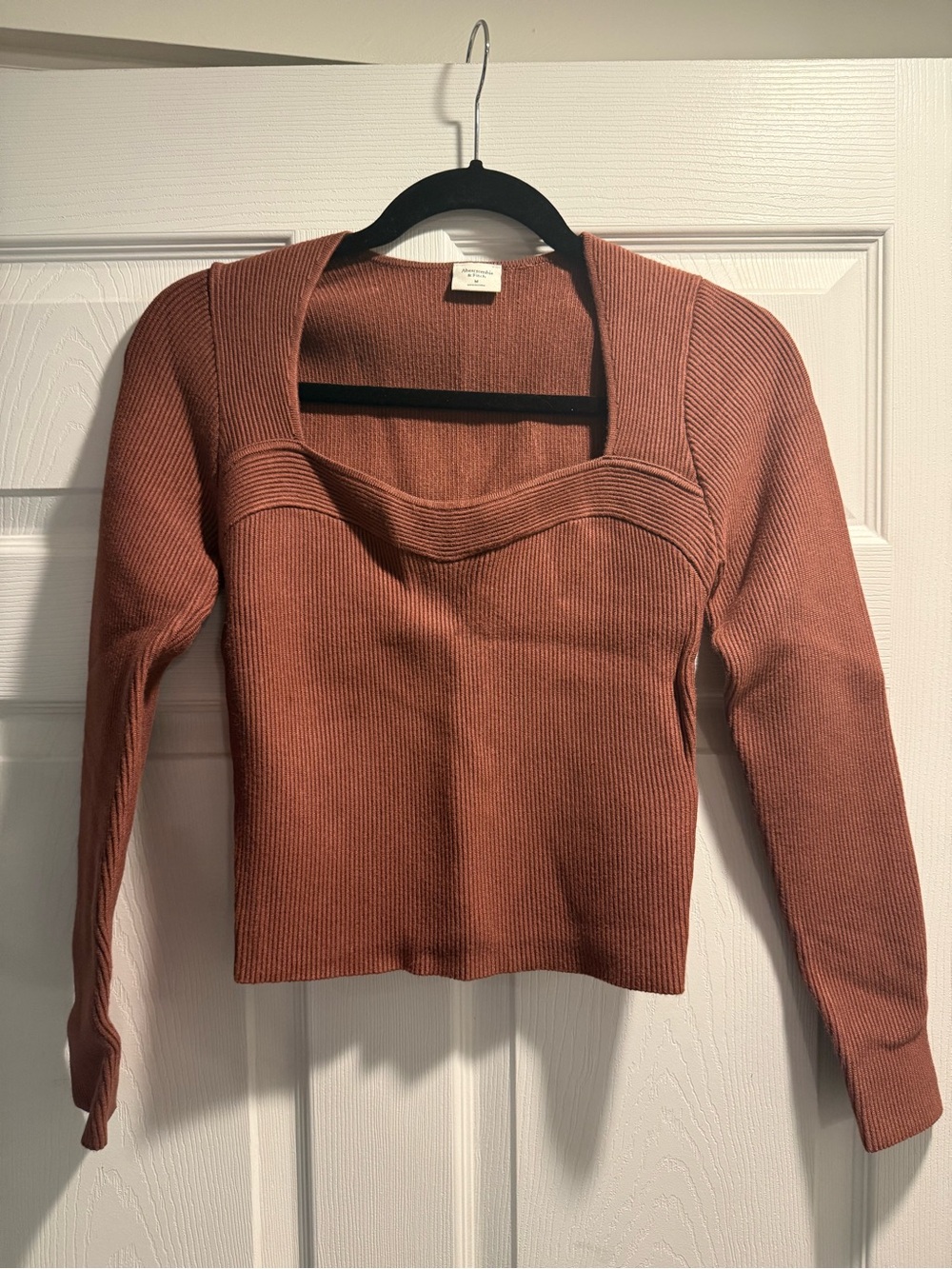 Abercrombie & Fitch Rust/Brown Ribbed Square-Neck Sweater